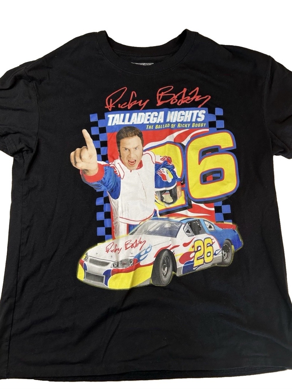Talladega Nights Ricky Bobby #26 Graphic T-Shirt Black Size Large Movie Tee